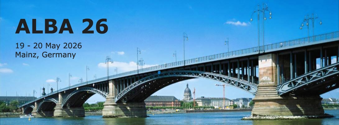 Header banner for the conference: Automotive Low-Voltage Battery Advancements (ALBA). This goes from 19 May 2026 to 20 May 2026 in Mainz.